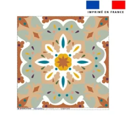 Coupon 45x45 cm motif carreaux de ciment beige terracotta et vert sauge