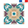 Coupon 45x45 cm motif carreaux de ciment bleu canard beige et vert sauge