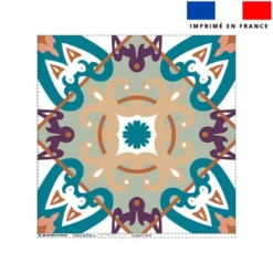 Coupon 45x45 cm motif carreaux de ciment bleu canard beige et vert sauge