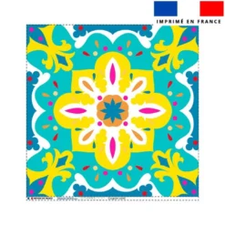 Coupon 45x45 cm motif carreaux de ciment jaune bleu et turquoise