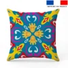 Coupon 45x45 cm motif carreaux de ciment jaune fuchsia et bleu