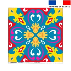 Coupon 45x45 cm motif carreaux de ciment jaune fuchsia et bleu