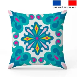 Coupon 45x45 cm motif carreaux de ciment bleu et turquoise