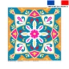 Coupon 45x45 cm motif carreaux de ciment fuchsia orange et bleu