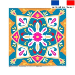 Coupon 45x45 cm motif carreaux de ciment fuchsia orange et bleu