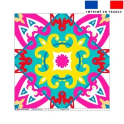 Coupon 45x45 cm motif carreaux de ciment fuchsia et jaune