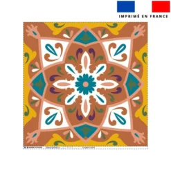 Coupon 45x45 cm motif carreaux de ciment bleu canard jaune et terracotta
