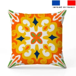 Coupon 45x45 cm motif carreaux de ciment jaune vert et orange