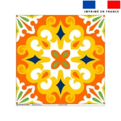 Coupon 45x45 cm motif carreaux de ciment jaune vert et orange