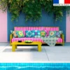 Coupon 45x45 cm motif carreaux de ciment bleu et jaune
