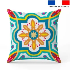 Coupon 45x45 cm motif carreaux de ciment bleu et jaune