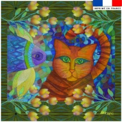Coupon 45x45 cm motif chat - Création Lita Blanc