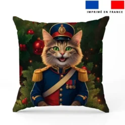 Coupon 45x45 cm motif chat de noël en uniforme