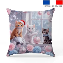 Coupon 45x45 cm motif chaton de noël pastel