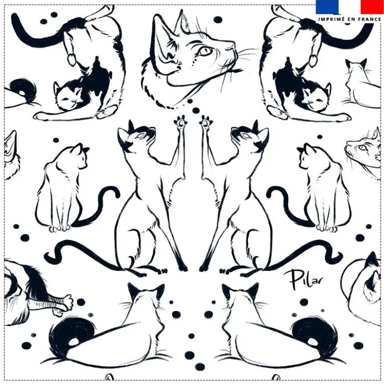 Coupon 45x45 cm motif chats - Création Pilar Berrio