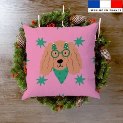 Coupon 45x45 cm motif chien de Noel