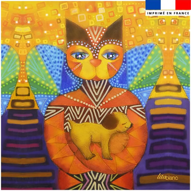 Coupon 45x45 cm motif chiot - Création Lita Blanc