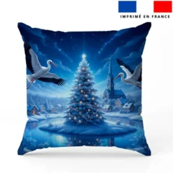 Coupon 45x45 cm motif cigogne et sapin de noël