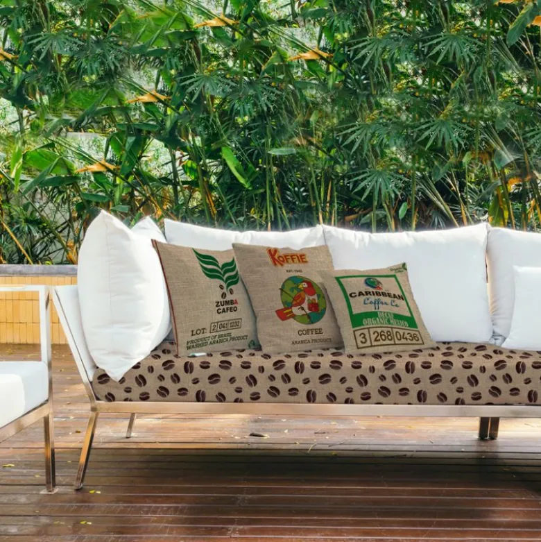 Coupon 45x45 cm motif coffee effet toile de jute