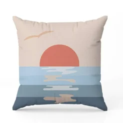 Coupon 45x45 cm motif couché de soleil Santorin