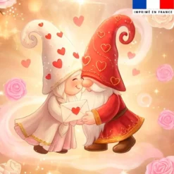 Coupon 45x45 cm motif couple gnomes amoureux