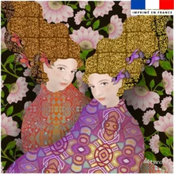 Coupon 45x45 cm motif diva duo gigi - Création Lita Blanc