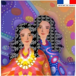 Coupon 45x45 cm motif diva duo lina - Création Lita Blanc