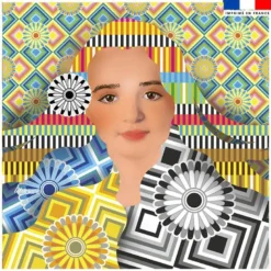 Coupon 45x45 cm motif diva et rosaces - Création Lita Blanc