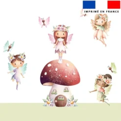 Coupon 45x45 cm motif fées et maisonnette