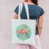 Coupon 45x45 cm motif flamant rose et feuille