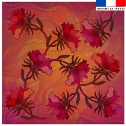 Coupon 45x45 cm motif fleurs des champs roses - Création Lita Blanc