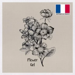 Coupon 45x45 cm motif flower girl beige