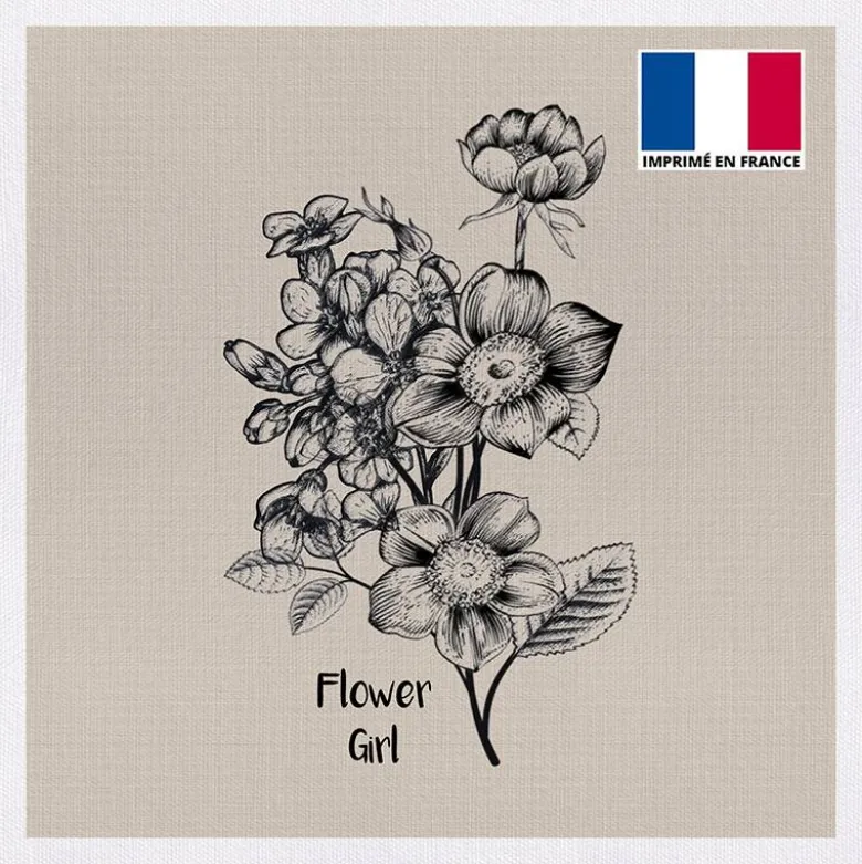 Coupon 45x45 cm motif flower girl beige