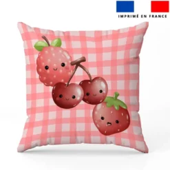 Coupon 45x45 cm motif fraise framboise et cerise kawaï