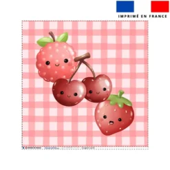 Coupon 45x45 cm motif fraise framboise et cerise kawaï