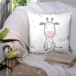 Coupon 45x45 cm motif girafe baby rose et gris