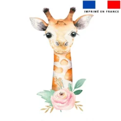 Coupon 45x45 cm motif girafe et fleur aquarelle