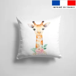 Coupon 45x45 cm motif girafe et fleur aquarelle