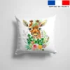 Coupon 45x45 cm motif girafon et fleur effet aquarelle