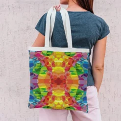 Coupon 45x45 cm motif géométrique multicolore effet vitrail - Création Lita Blanc