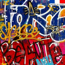 Coupon 45x45 cm motif graffiti force, sagesse et beauté - Création Alex Z