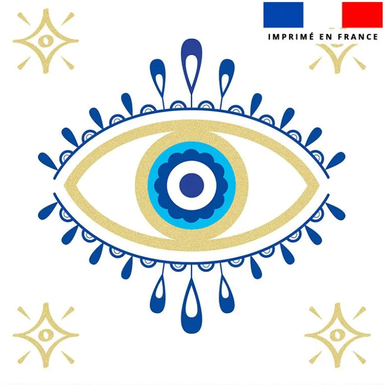 Coupon 45x45 cm motif Grèce oeil bleu scintillant
