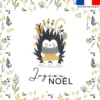 Coupon 45x45 cm motif hérisson joyeux noel