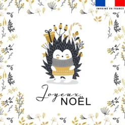 Coupon 45x45 cm motif hérisson joyeux noel