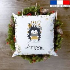 Coupon 45x45 cm motif hérisson joyeux noel