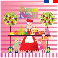 Coupon 45x45 cm motif joyeux noel rose - Création Lita Blanc