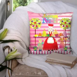 Coupon 45x45 cm motif joyeux noel rose - Création Lita Blanc