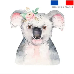 Coupon 45x45 cm motif koala et fleur aquarelle