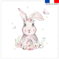 Coupon 45x45 cm motif lapine et papillon aquarelle
