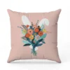 Coupon 45x45 cm motif lapin et bouquet de fleurs
